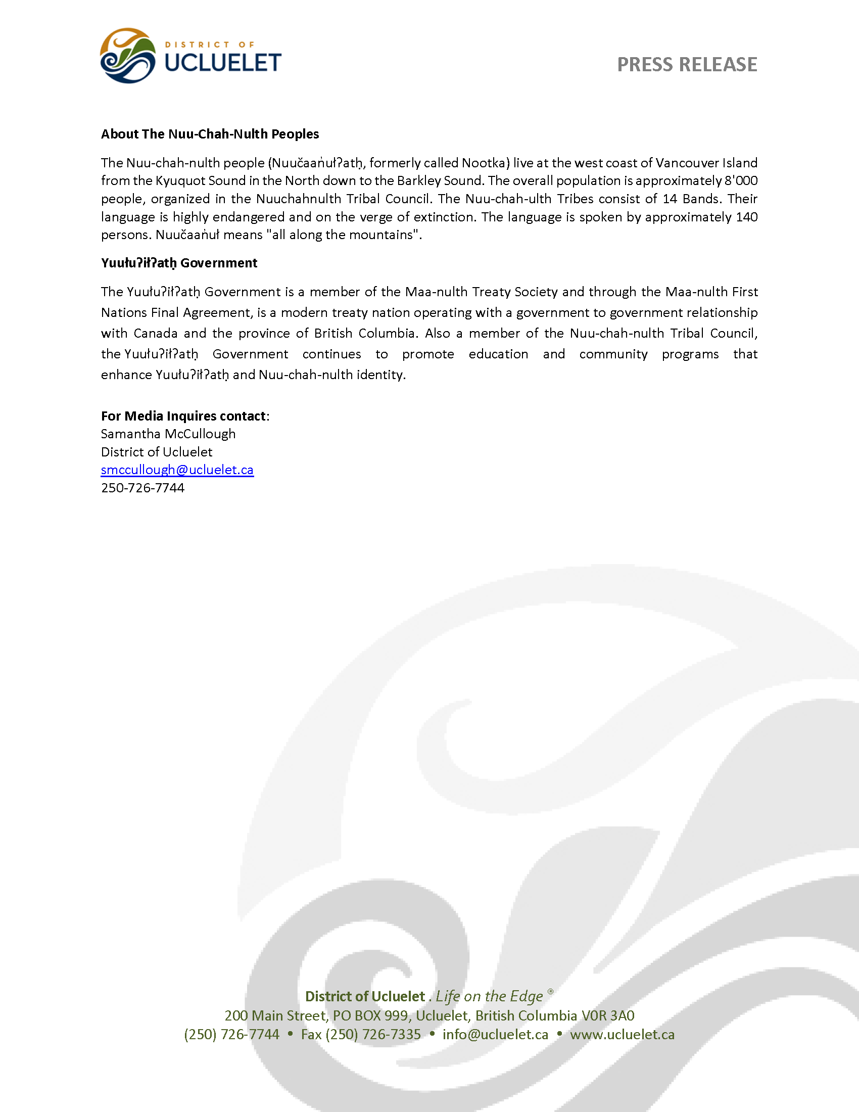 2022 07 28 Nuučaan̓uɫ Bilingual Street Signage Press Release Page 2
