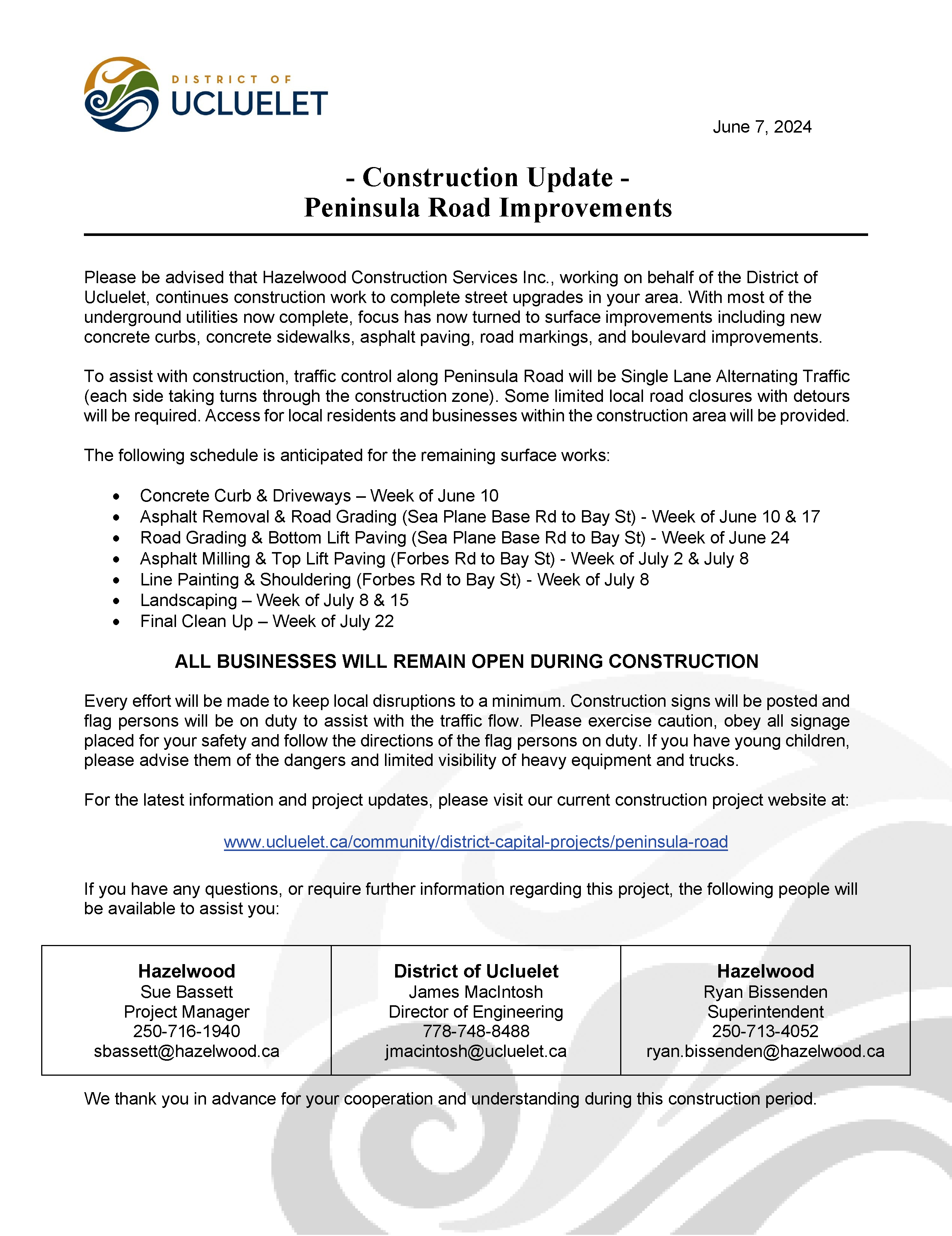 240606 Construction Update 002 Page 1