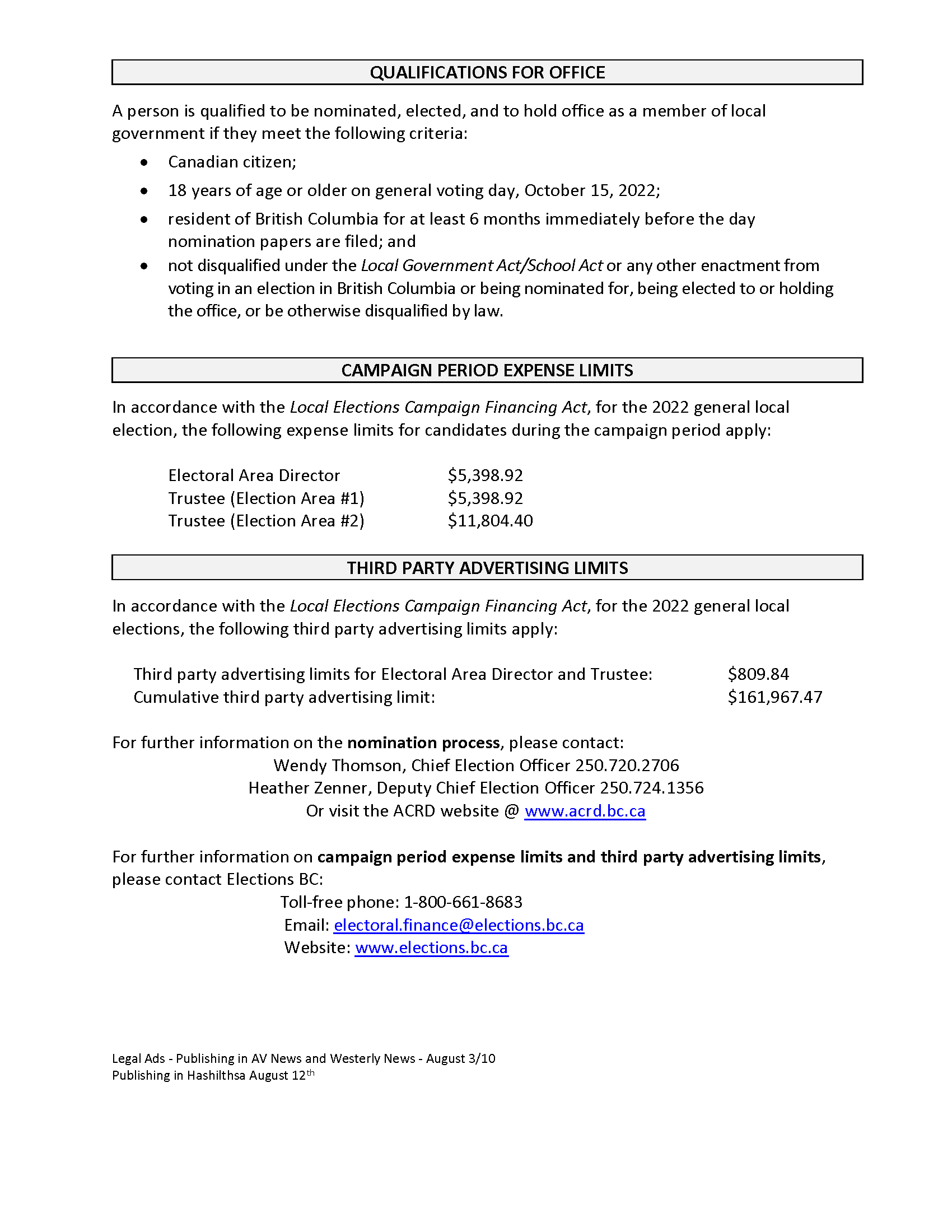 ACRD Notice No 8 1 Notice of Nomination 2022 Page 2