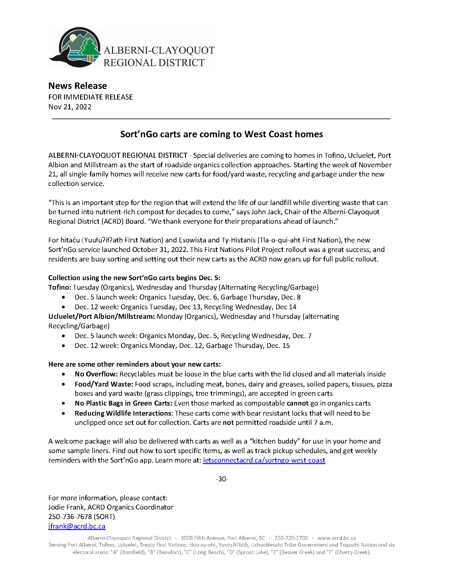 ACRD Press Release Carts are Coming Nov 2022 FINAL