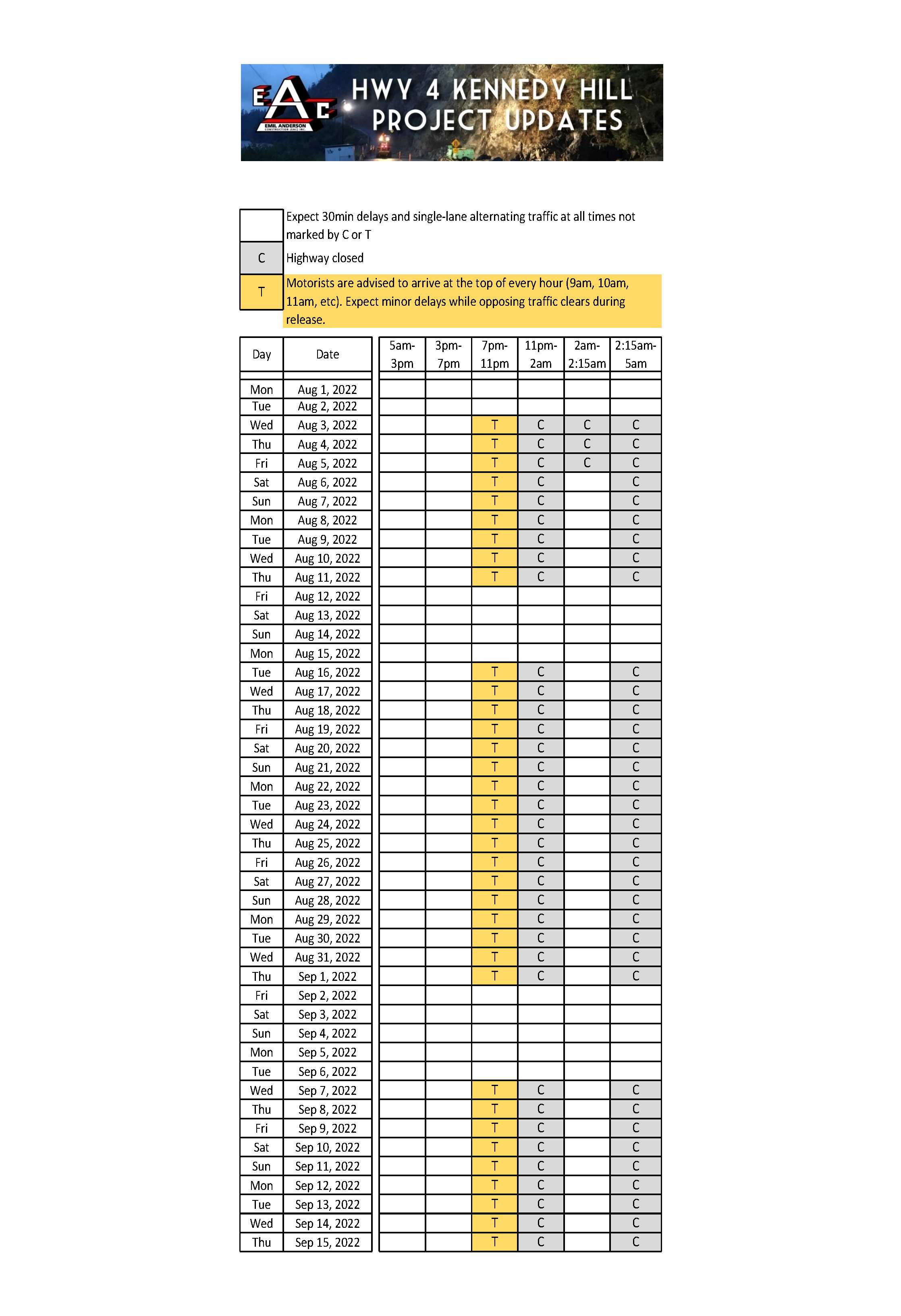 Letter 2022 08 01 HWY 4 Kennedy Hill Traffic Interruptions Update Page 2