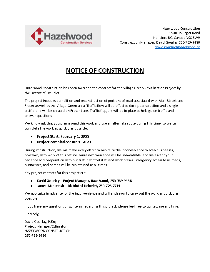Notice of Construction Village Green 002 Page 1