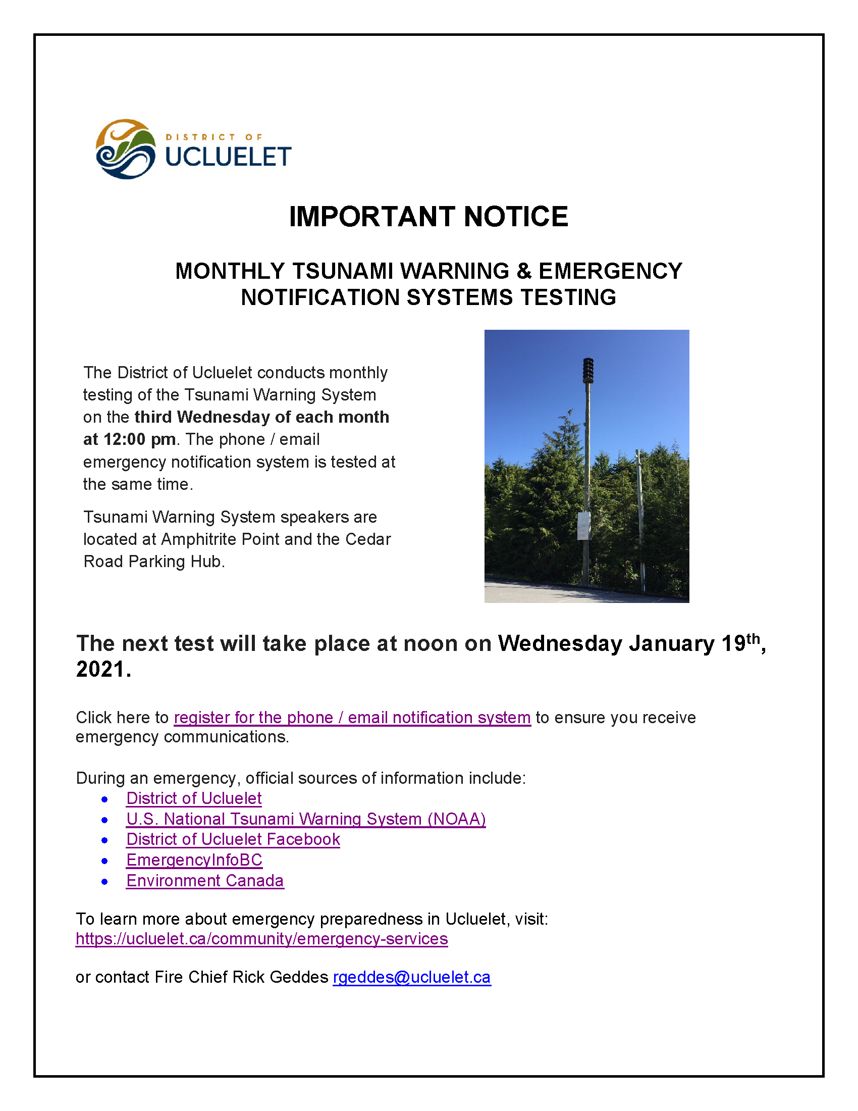 Template Monthly Notice TWS Test Notification